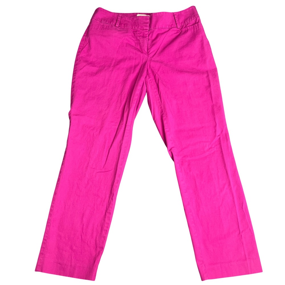 Loft Outlet Curvy Ankle Pants Magenta Pink Cotton Stretch Size 4 Womens